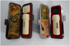 レトロ印材　白ラクト　12-36　サヤ丹入れ　ケース付き