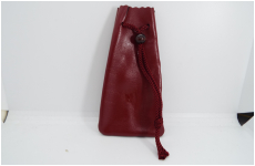 風水　あずき色　玉つき　皮袋　小　14×8