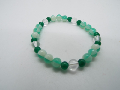 パワーストーン　手毬ブレスレット　緑メノー　水晶　