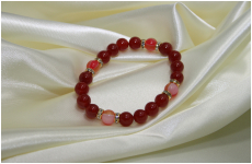 手毬ブレスレット　赤メノー