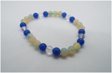 パワーストーン　手毬ブレスレット　青メノー　水晶
