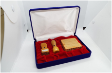 別珍化粧ケース　天丸・天角・ゴム印・3ケ入れ　展示品