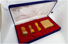 別珍化粧ケース　天丸・天丸・天角・ゴム印　4ケ入れ　展示品　